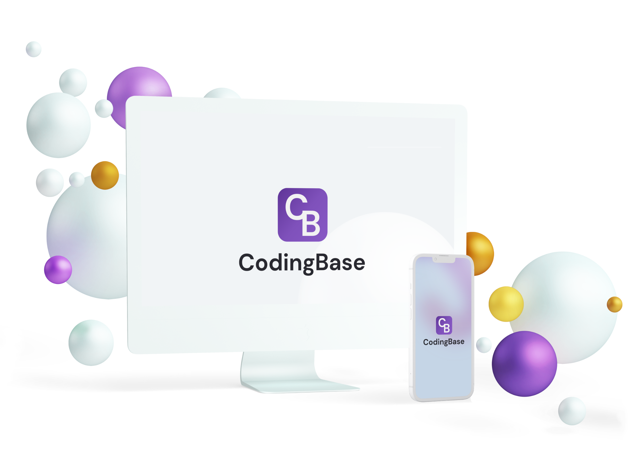 Bildschirm und Smartphone, welche jeweils das CodingBase Logo zeigen