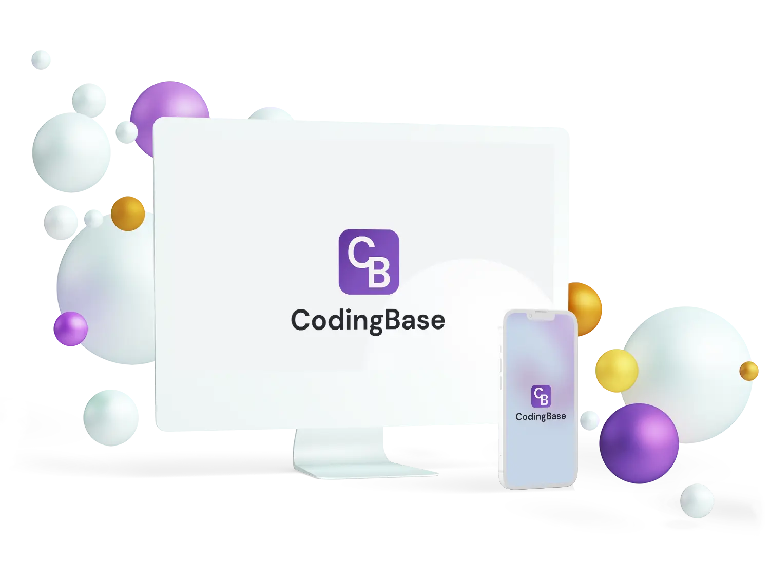Bildschirm und Smartphone, welche jeweils das CodingBase Logo zeigen
