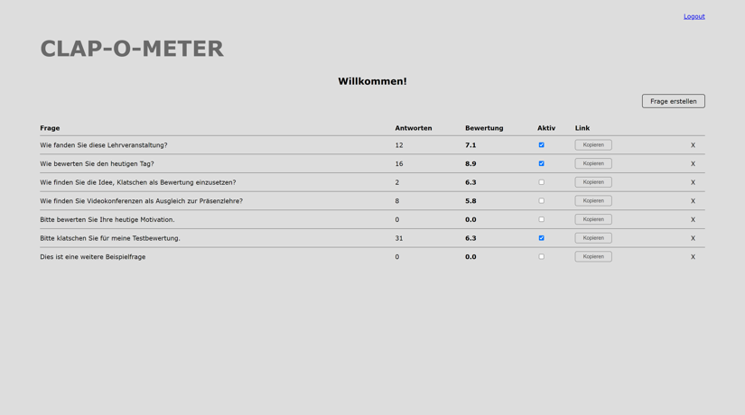 Clapometer Admindashboard