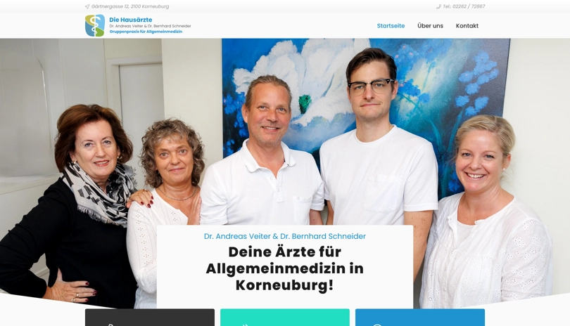 Screenshot der Webseite Die Hausärzte - Startseite