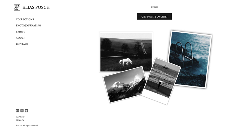 Screenshot der Webseite EP Photography - Prints