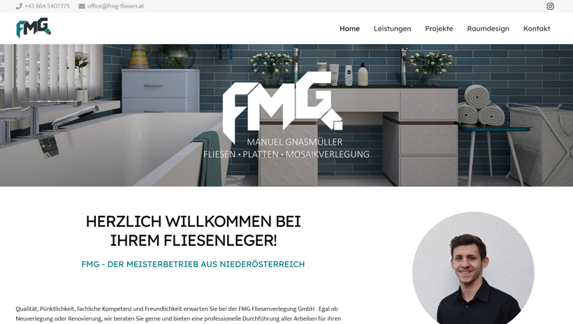 Screenshot der Webseite fmg-fliesen.at - Startseite