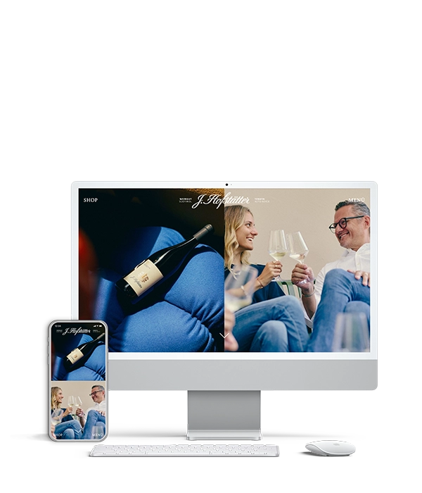 Screenshot der Webseite von hofstatter.at auf iMac und iPhone