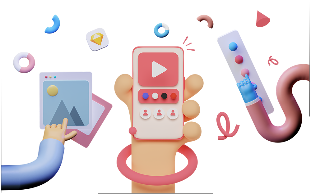 Illustration: verschiedene Projekte als 3D-Illustration