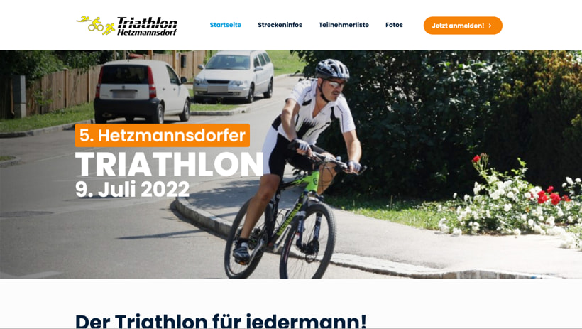 Triathlon Hetzmannsdorf Screenshot Startseite