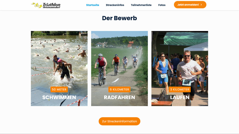 Triathlon Hetzmannsdorf Screenshot mit der Bewerb